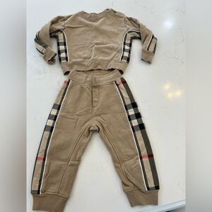 Burberry Beige Plaid Joggers for Kids